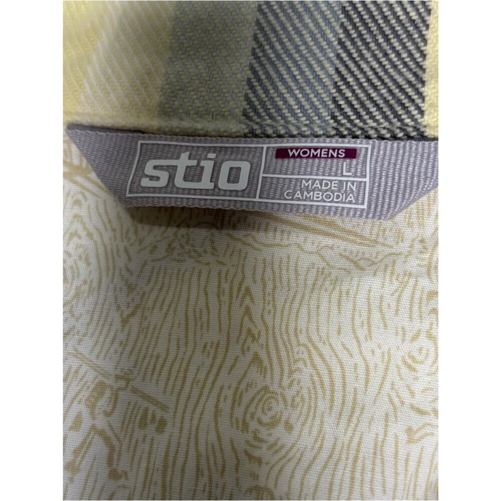 Stio Hutkeeper Straw Yellow Plaid Heavyweight Outdoorsy Cotton Flannel Shirt L - Picture 4 of 6